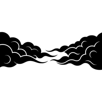 Minimalist Black Cloud Silhouette on White Background.