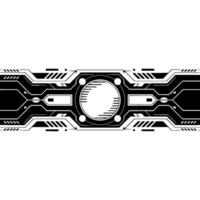 Futuristic Tech Border Black White Circuitry Element for. vector