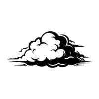 Stylized Cloud Illustration, Black and White, Retro. vector