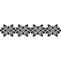 Geometric Floral Border Minimalist Black Leaf Pattern on White. vector