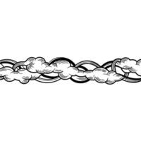 Cloud Pattern Border HandDrawn Black White Element. vector