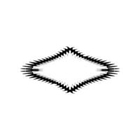 Geometric Abstract Black and White Spiked Diamond Frame on White. vector