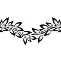 Elegant Black and White Leaf Branch Border, Decorative. vector