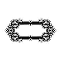 Geometric Steampunk Frame Black and White Decorative Element. vector