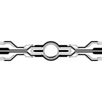 Futuristic Circuit with Silver Button Element on White Background. vector