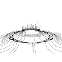 Abstract Tech Landscape Minimalist Data Visualization, Black and White. vector