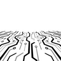 Perspective Circuit Board , Black and White Tech Background. vector