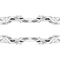 Futuristic Tech Border Circuit Lines, White Background. vector