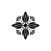 Ornamental Black Floral Element on White Background. vector