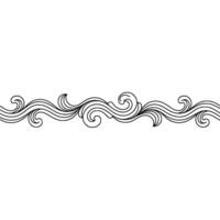 Elegant Wave Border , Minimalist , Black on White. vector