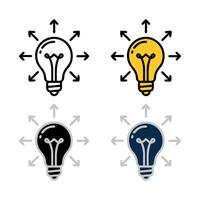 Idea generation lightbulb icon set diverse colors vector