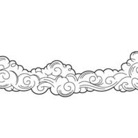 Elegant Cloudscape Border Black Lines on White Background. vector