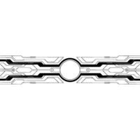 Futuristic Tech Circuitry with Central Button, Clean Background. vector