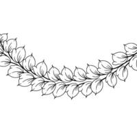 Elegant Botanical Line Art Leafy Branch Border, Minimalist. vector