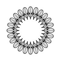 Circular Abstract Feather Pattern, Minimalist , Black White. vector