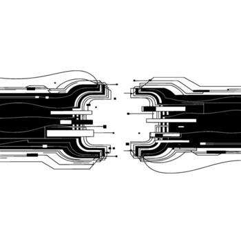 Abstract Tech Circuitry Geometric on White Background. vector