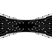 Abstract Tech Circuit Board , Black and White, Digital Background. vector