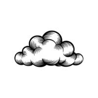 Engraved Cloud Illustration Retro Style Element on White. vector