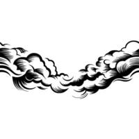 Stylized Cloudscape Illustration, Black and White, Minimalist. vector