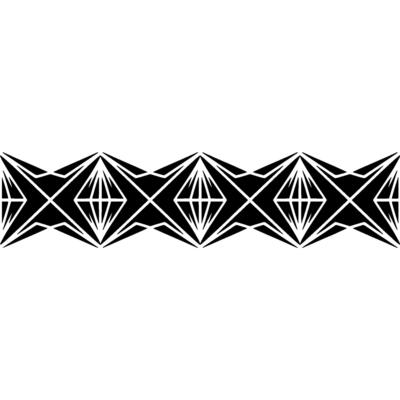 Geometric Art Deco Border Element, Black and White Pattern,.
