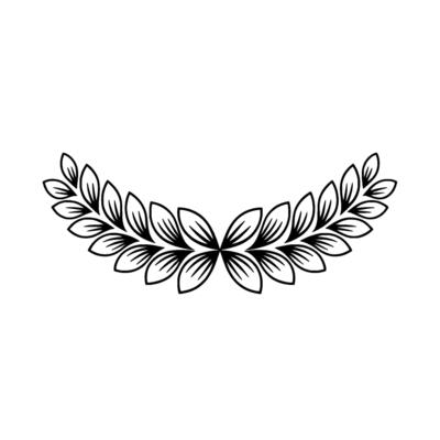 Elegant Laurel Wreath Illustration Black and White, Clean.