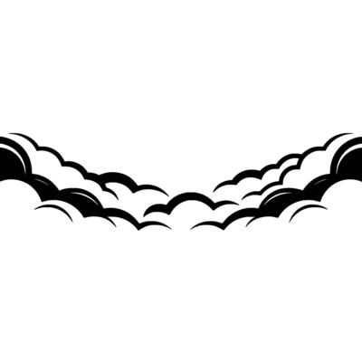 Abstract Black Cloud Border on White Background.