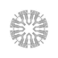 Geometric Snowflake , Minimalist Line Art. vector