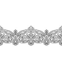 Elegant Black and White Floral Border Element. vector