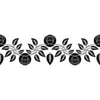 Elegant Black Rose Border on Beige Background. vector