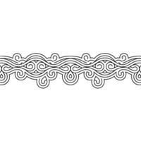 Elegant Black Line Art Border with Swirls Waves on White Background. vector