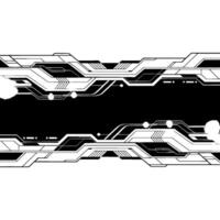 Futuristic Tech Abstract Black White Circuitry. vector