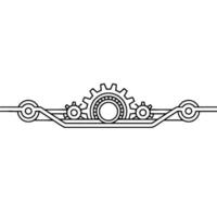 Minimalist Gear Mechanism Illustration Tech Concept, Line Art. vector