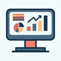 Monitor displaying visual data analysis cartoon flat design illustration vector