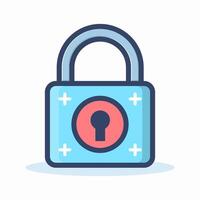 Secure cyan padlock with keyhole cartoon flat design illustration vector