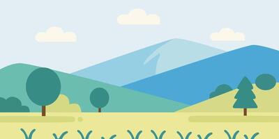 A flat style illustration of a mountain range vector