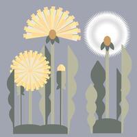 Abstract geometric yellow and white dandelion flowers for creating any design, textile, wallpaper, background, postcards. vector
