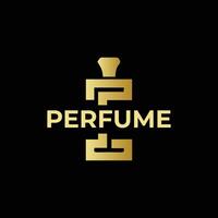 Elegant Gold Perfume Logo on Black Background vector