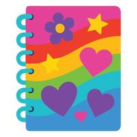 Notebook 90s nostalgic illustration, nostalgic 1990s colorful clipart, 90s nostalgic design sublimation vector