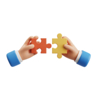 Cartoon Hands Joining Red and Yellow Puzzle Pieces with Transparent Background png