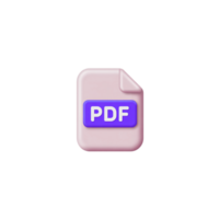 3D Rendered PDF Icon Isolated on Transparent Background with Rounded Edge png