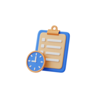 3D Checklist Clipboard Clock Icon on Transparent Background Task Management png
