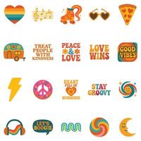 Collection Of Groovy illustration, colorful groovy clipart, groovy design sublimation, retro groovy isolated vector
