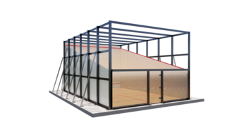 3d rendering Squash Court with Wooden Floor and Metal Structure isolated on transparent background png