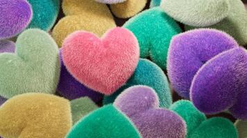 Colorful Fluffy Hearts Clustered Together Creating a Soft and Whimsical Scene photo