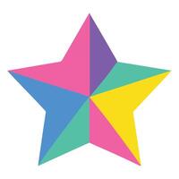 Geometric Star 90s nostalgic illustration, nostalgic 1990s colorful clipart, 90s nostalgic design sublimation vector