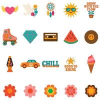 Groovy illustration, colorful groovy clipart, groovy design sublimation, retro groovy isolated Bundle vector