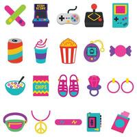 Set of Airplane 90s nostalgic illustration, nostalgic 1990s colorful clipart, 90s nostalgic design sublimation vector