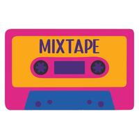 Mixtape Cassette 90s nostalgic illustration, nostalgic 1990s colorful clipart, 90s nostalgic design sublimation vector