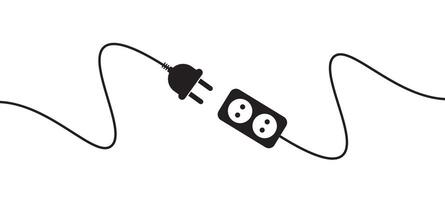Disconnected Power Plug and Socket. Electric socket with plug cable. Electric plug and socket unplugged. vector