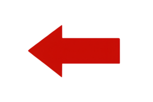 Red arrow pointing left direction symbol for navigation png
